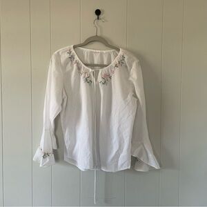 Embroidered White Women's Top